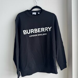 Burberry Black Crewneck Sweater with White Logo